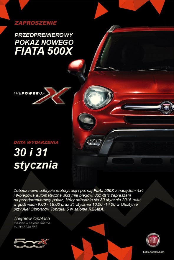 Zaproszenie Fiat 500 X
